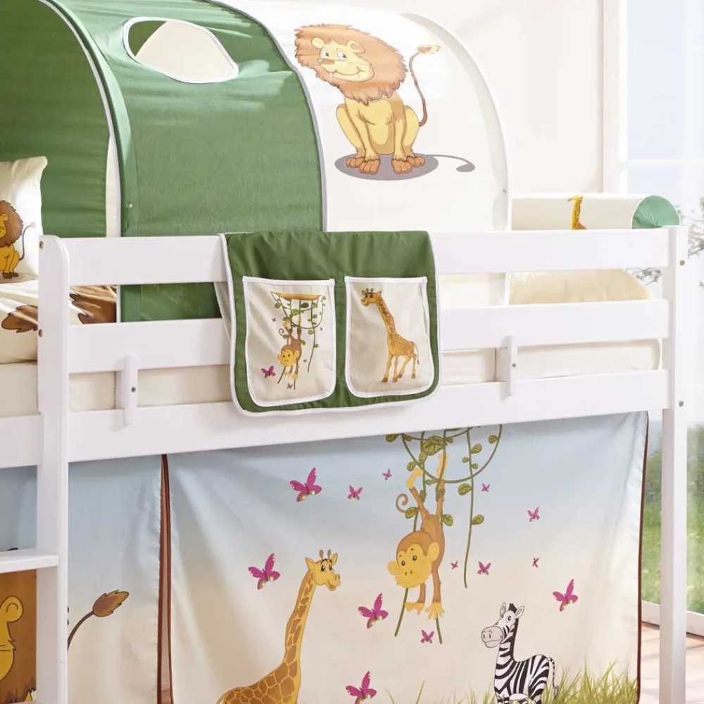 Kinder Wohnen Halbhochbett Zentry mit Vorhang und Tunnel