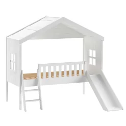 Wohnen Kinderbetten*Halbhohes Hausbett mit Rutsche & Leiter - Coreen