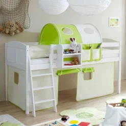 Wohnen Weiße Möbel|Kinderbetten*Halbhohes Kiefernholz Kinderbett in Weiß - Camelo