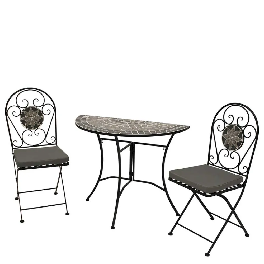 Wohnen Halbrunder Balkontisch & Stühle - Tasmania (dreiteilig)