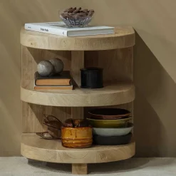 Wohnen Naturholzmöbel|Tische*Halbrunder Beistelltisch im Skandi Design - Fuxiata