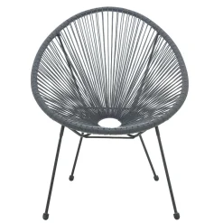 Wohnen Halbrunder Gartenstuhl aus Geflecht in Grau - Hero (2er Set)