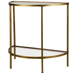 Wohnen Weiße Möbel|Glasmöbel*Halbrunder Konsolentisch mit Glasplatten - Gulcam