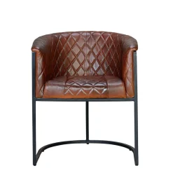 Wohnen Halbrunder Tischsessel in Braun Leder - Liva