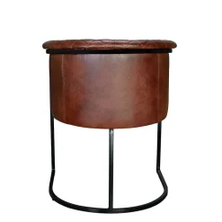 Wohnen Halbrunder Tischsessel in Braun Leder - Liva