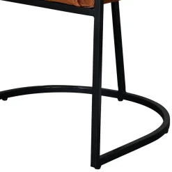 Wohnen Halbrunder Tischsessel in Braun Leder - Liva