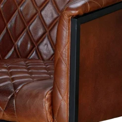 Wohnen Halbrunder Tischsessel in Braun Leder - Liva