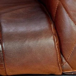 Wohnen Halbrunder Tischsessel in Braun Leder - Liva