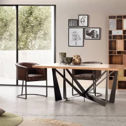 Wohnen Halbrunder Tischsessel in Braun Leder - Liva