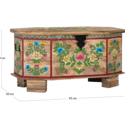 Wohnen Boho Style Möbel|Holztruhen*Handbemalte Holztruhe mit Blumen Motiven - Hectos