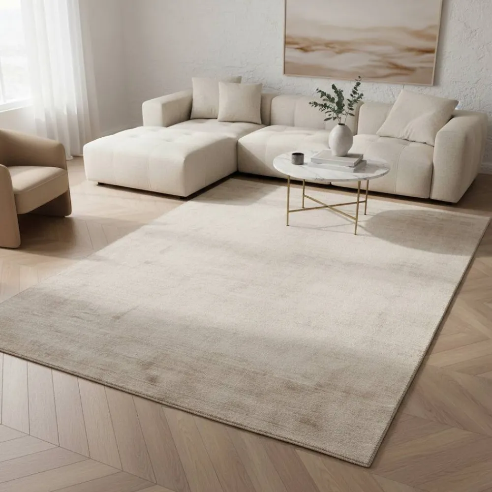 Wohnen Handgefertigter Teppich in Creme und Taupe - Tobarida