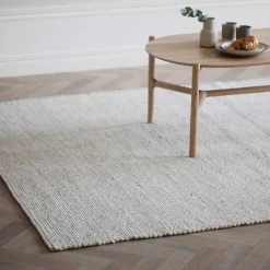 Wohnen Handgefertigter Wollteppich in Beigegrau - Flexin