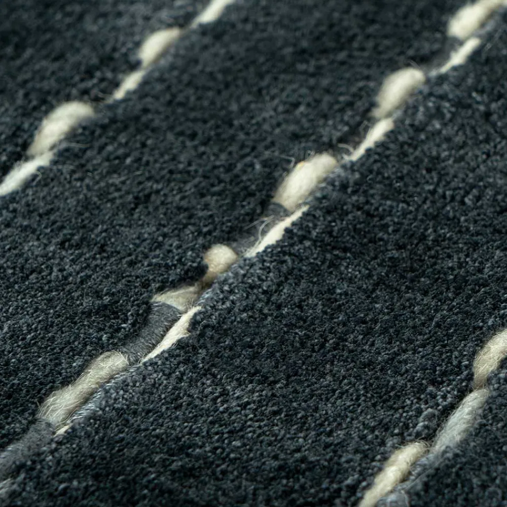 Wohnen Handgewebter Teppich aus Wolle & Viskose gestreift - Setca