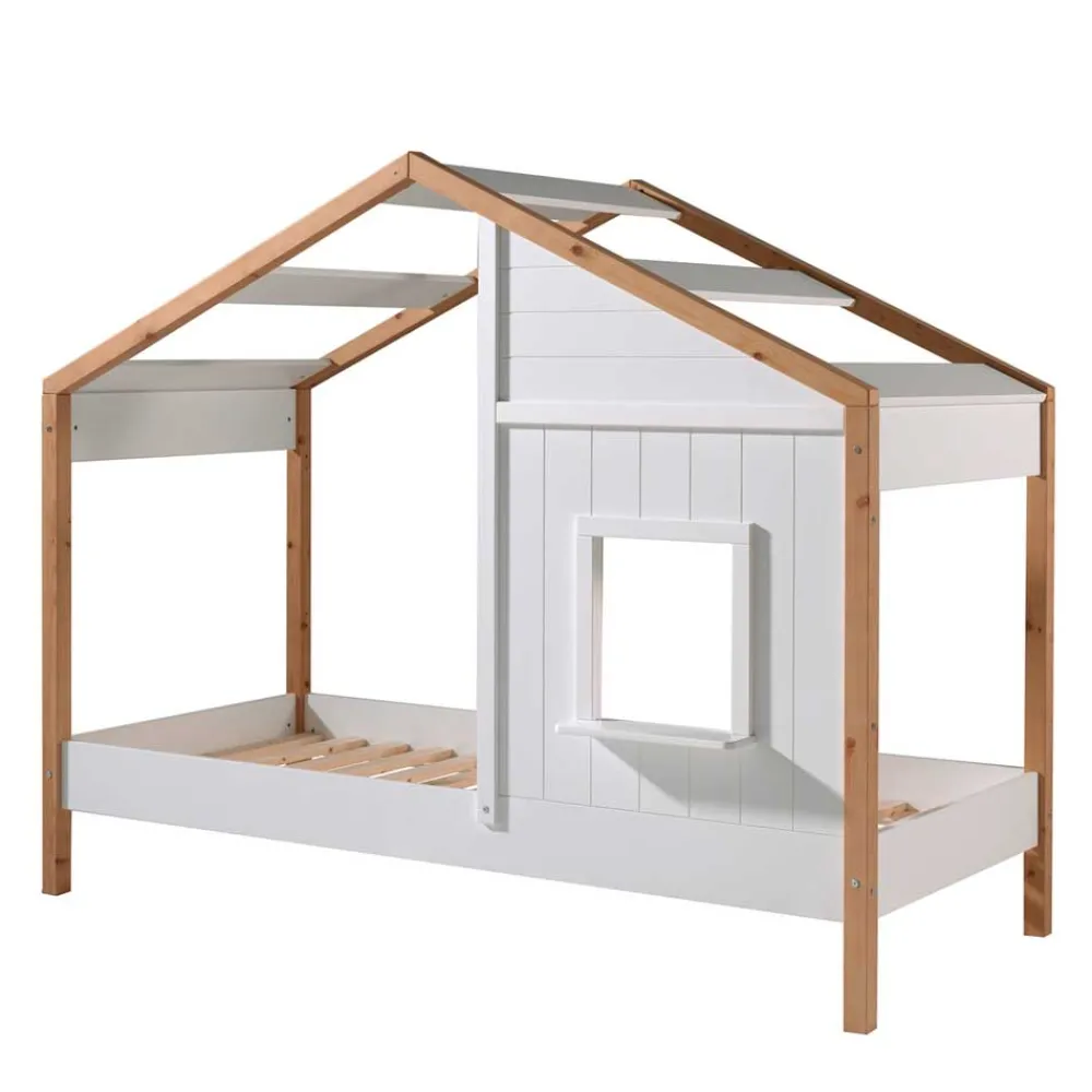 Kinder Wohnen Haus Kinderbett in Weiß & Eichefarben - Zorya