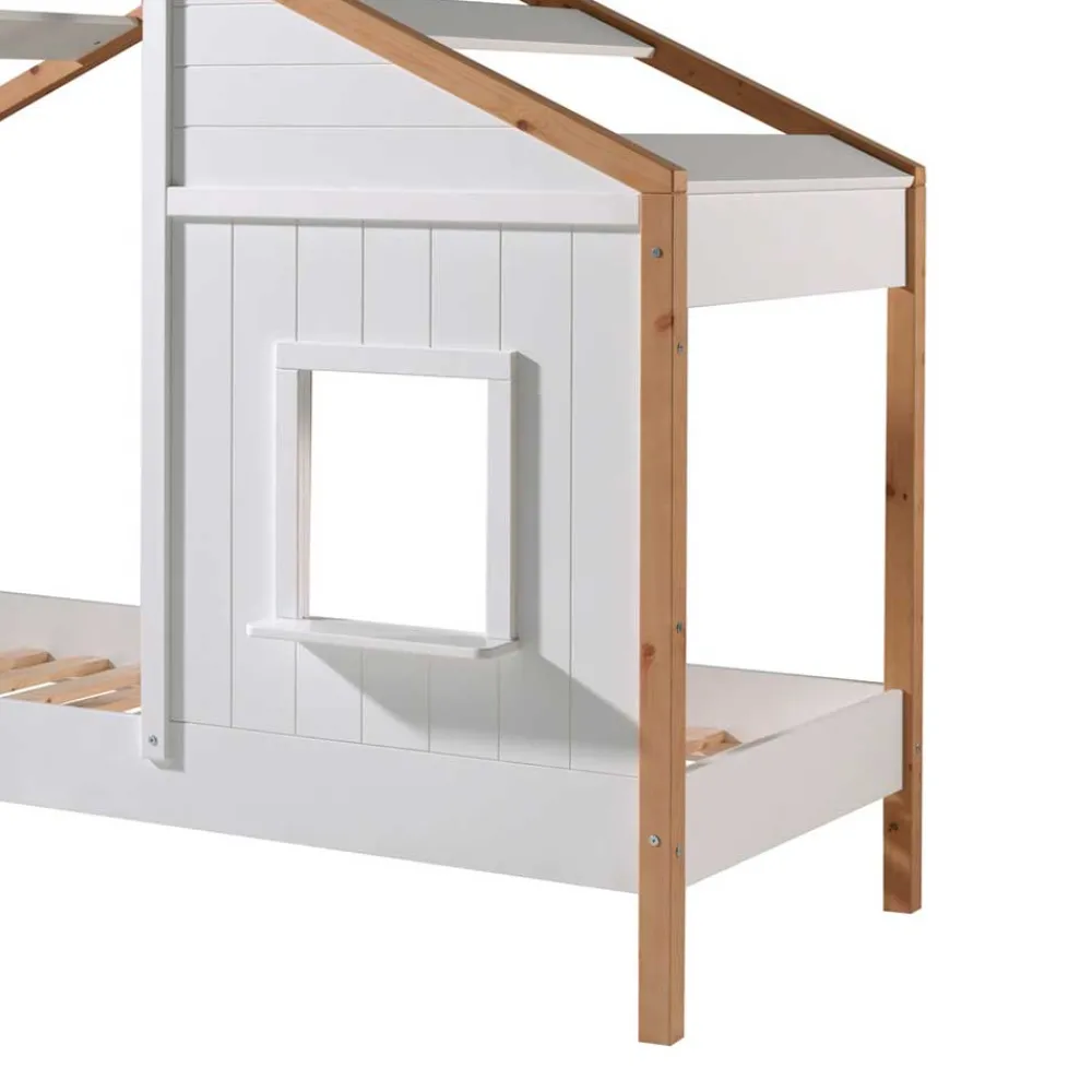 Kinder Wohnen Haus Kinderbett in Weiß & Eichefarben - Zorya