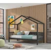 Kinder Wohnen Hausbett in Anthrazit aus Kiefernholz - Neptunus
