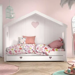 Wohnen Kindermöbel*Hausbett mit Herz in Weiß - Grandory