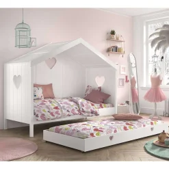 Wohnen Kindermöbel*Hausbett mit Herz in Weiß - Grandory