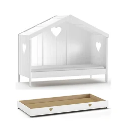 Wohnen Kindermöbel*Hausbett mit Herz in Weiß - Grandory