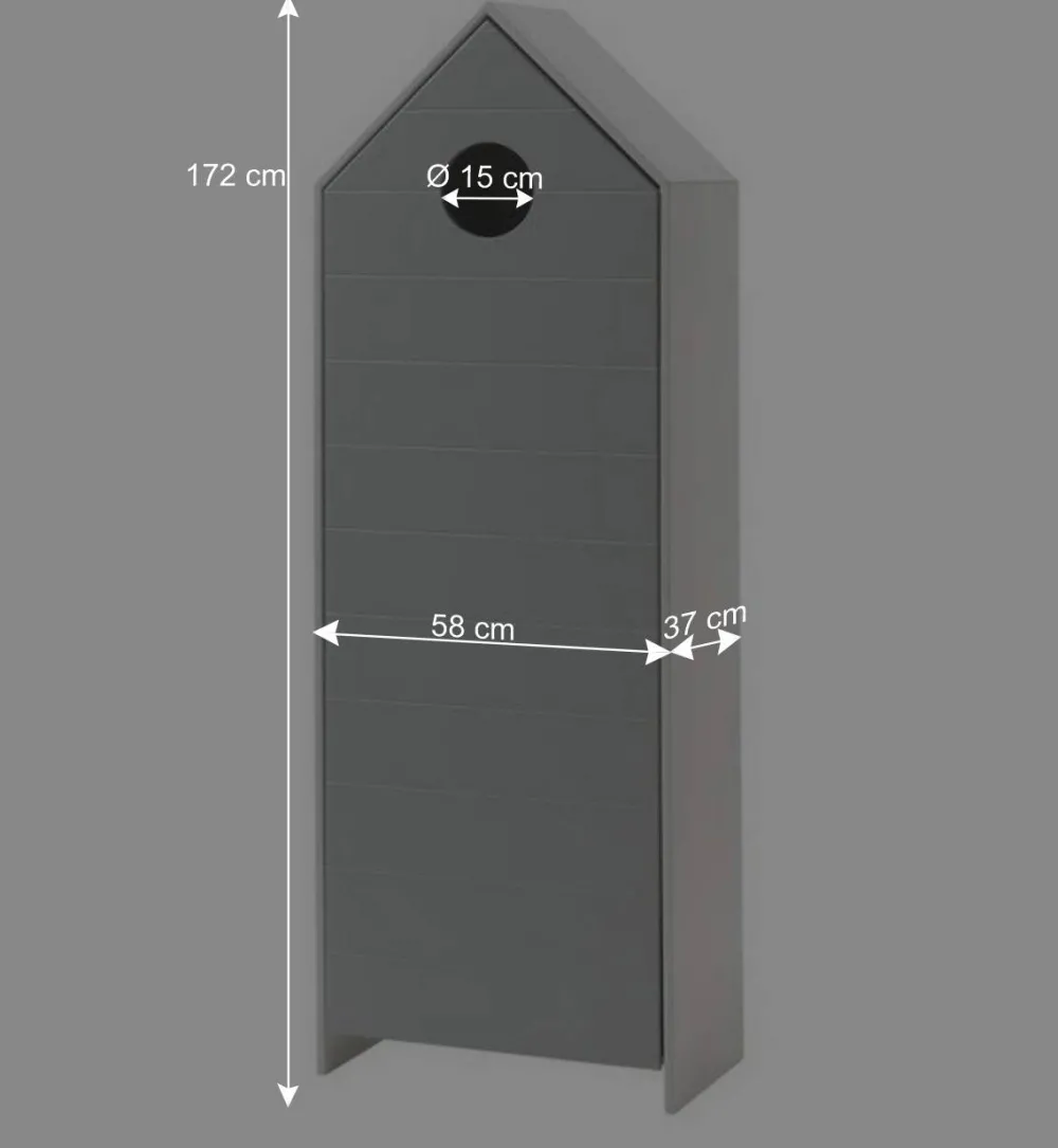 Kinder Wohnen Hausform Kinderschrank in Grau - Indefiva