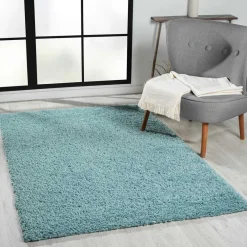 Wohnen Teppiche*Hellblauer Teppich mit hohem Flor - Saracan