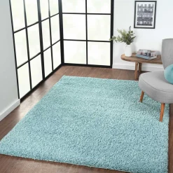 Wohnen Teppiche*Hellblauer Teppich mit hohem Flor - Saracan