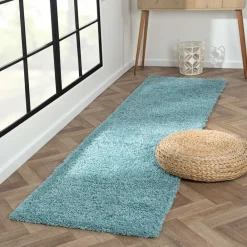 Wohnen Teppiche*Hellblauer Teppich mit hohem Flor - Saracan