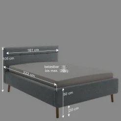 Wohnen Skandinavische Möbel|Jugendbetten*Hellblaues Polsterbett mit Bettkasten - Annelie