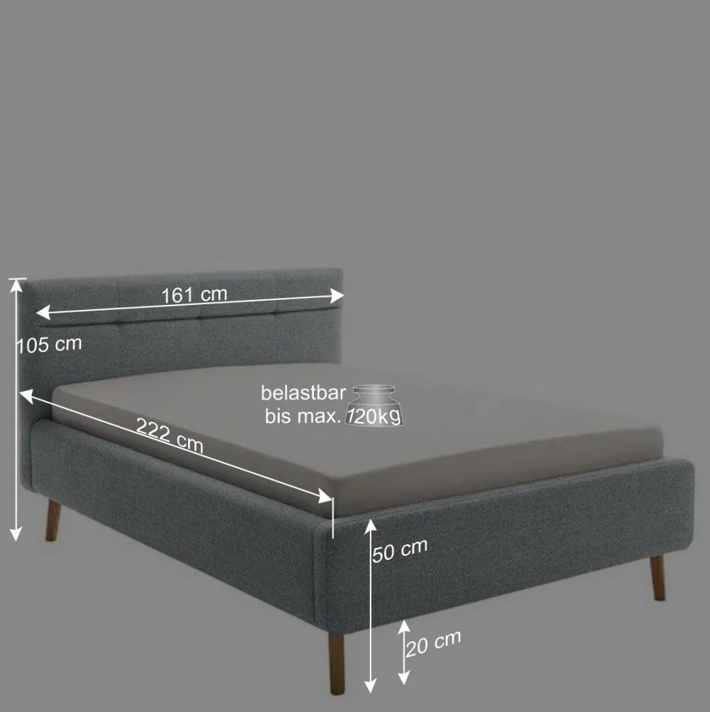 Wohnen Skandinavische Möbel|Jugendbetten*Hellblaues Polsterbett mit Bettkasten - Annelie