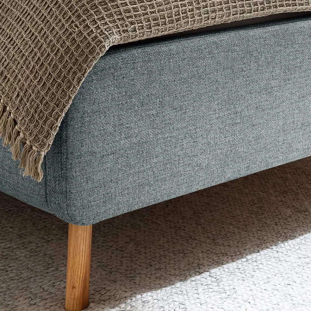 Wohnen Skandinavische Möbel|Jugendbetten*Hellblaues Polsterbett mit Bettkasten - Annelie