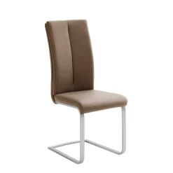 Wohnen Braune Möbel|Graue Möbel*Hellbrauner Freischwinger Stuhl Carihm mit Kunstleder (4er Set)