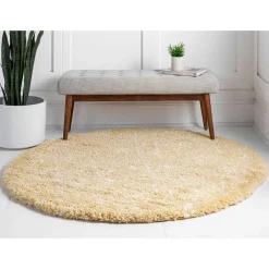 Wohnen Teppiche*Heller Hochflor Teppich in Gelb und Creme - Vinitaro