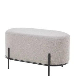 Wohnen Barhocker*Heller Hocker in Taupe Boucle - ovale Form - Lirodicos