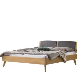 Wohnen Helles Eichebett mit Kunstleder Kopfteilpolstern - Vrona