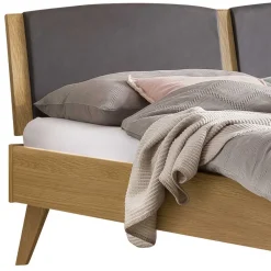 Wohnen Helles Eichebett mit Kunstleder Kopfteilpolstern - Vrona