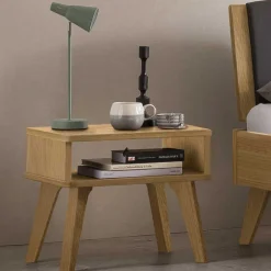 Wohnen Helles Eichebett mit Kunstleder Kopfteilpolstern - Vrona