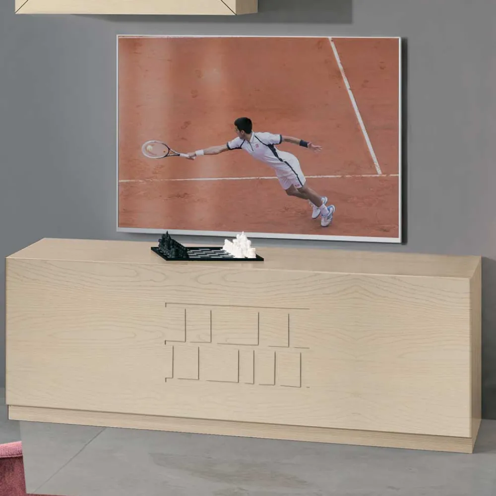 Wohnen Helles Esche TV Board mit Klappe - Odillava