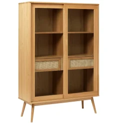Wohnen Helles Highboard mit Glas in Natur - Saltenas