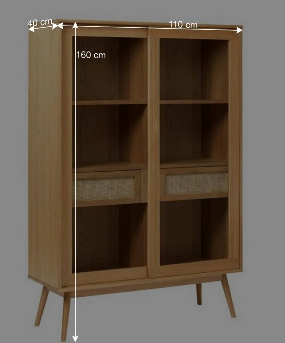Wohnen Helles Highboard mit Glas in Natur - Saltenas
