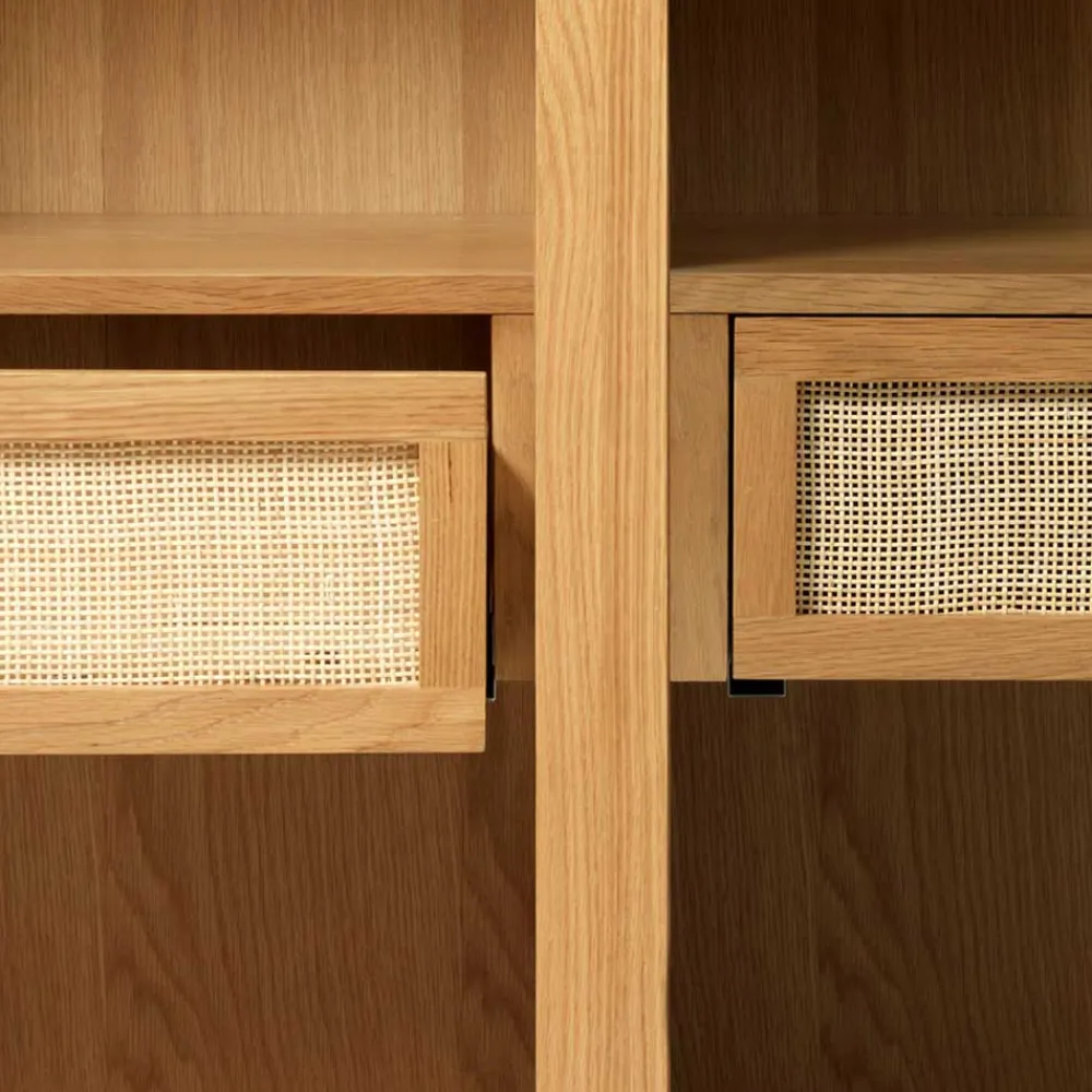 Wohnen Helles Highboard mit Glas in Natur - Saltenas