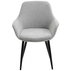 Wohnen Wohnzimmerstühle*Hellgraue Armlehnstühle aus Webstoff - Bilbaos (2er Set)