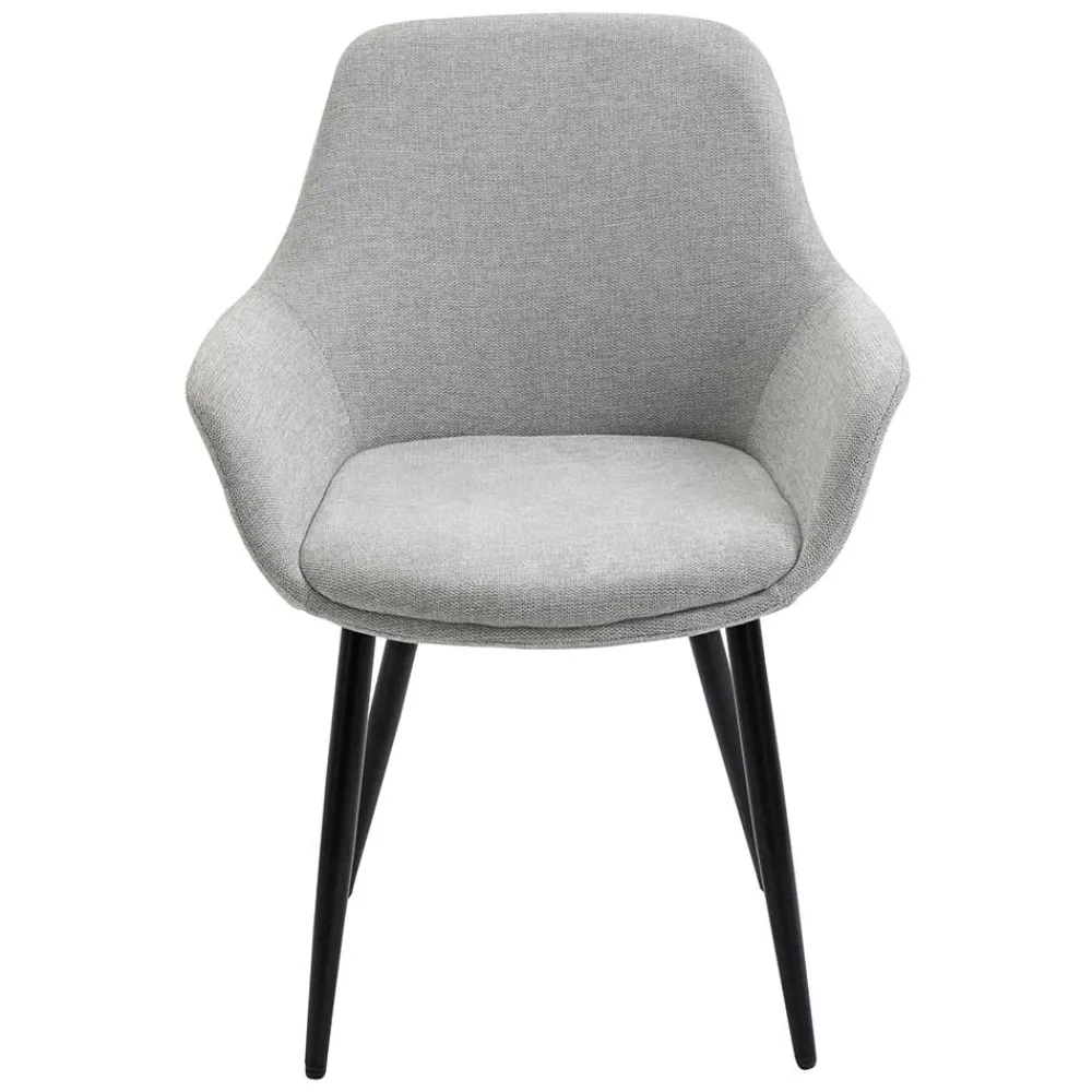 Wohnen Wohnzimmerstühle*Hellgraue Armlehnstühle aus Webstoff - Bilbaos (2er Set)