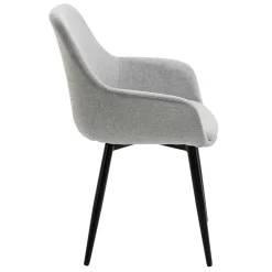 Wohnen Wohnzimmerstühle*Hellgraue Armlehnstühle aus Webstoff - Bilbaos (2er Set)