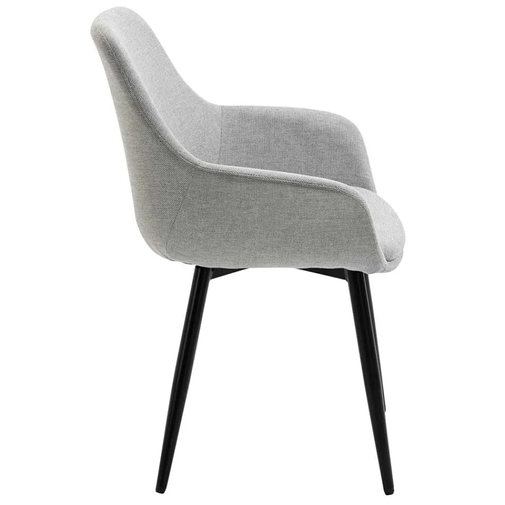 Wohnen Wohnzimmerstühle*Hellgraue Armlehnstühle aus Webstoff - Bilbaos (2er Set)