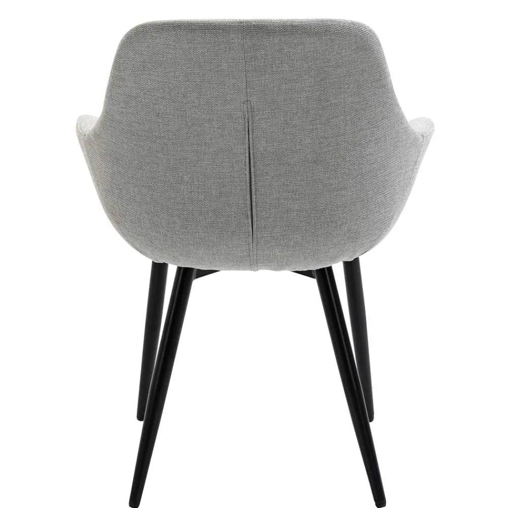 Wohnen Wohnzimmerstühle*Hellgraue Armlehnstühle aus Webstoff - Bilbaos (2er Set)