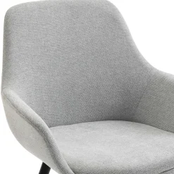 Wohnen Wohnzimmerstühle*Hellgraue Armlehnstühle aus Webstoff - Bilbaos (2er Set)