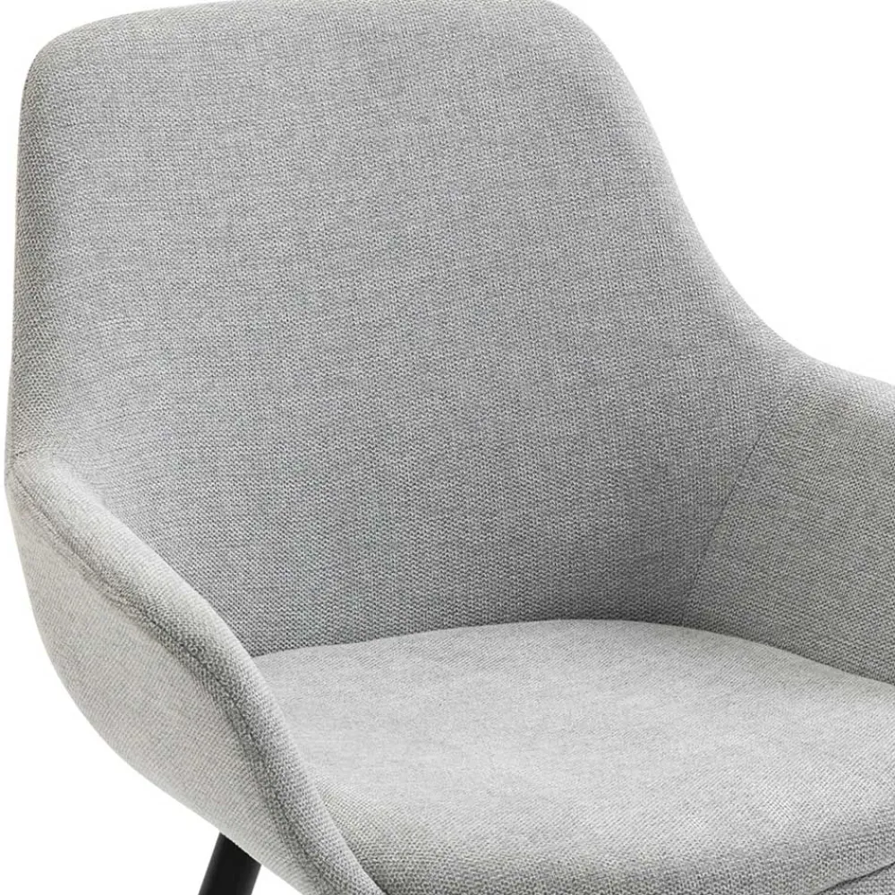 Wohnen Wohnzimmerstühle*Hellgraue Armlehnstühle aus Webstoff - Bilbaos (2er Set)