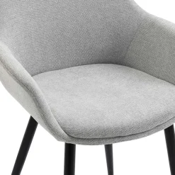 Wohnen Wohnzimmerstühle*Hellgraue Armlehnstühle aus Webstoff - Bilbaos (2er Set)