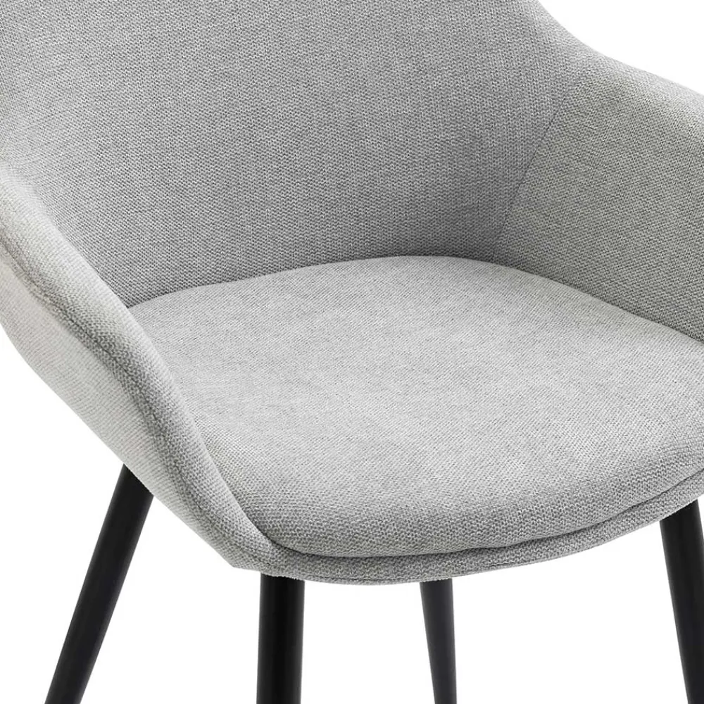 Wohnen Wohnzimmerstühle*Hellgraue Armlehnstühle aus Webstoff - Bilbaos (2er Set)