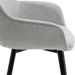 Wohnen Wohnzimmerstühle*Hellgraue Armlehnstühle aus Webstoff - Bilbaos (2er Set)